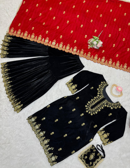 Velvet Sharara Set