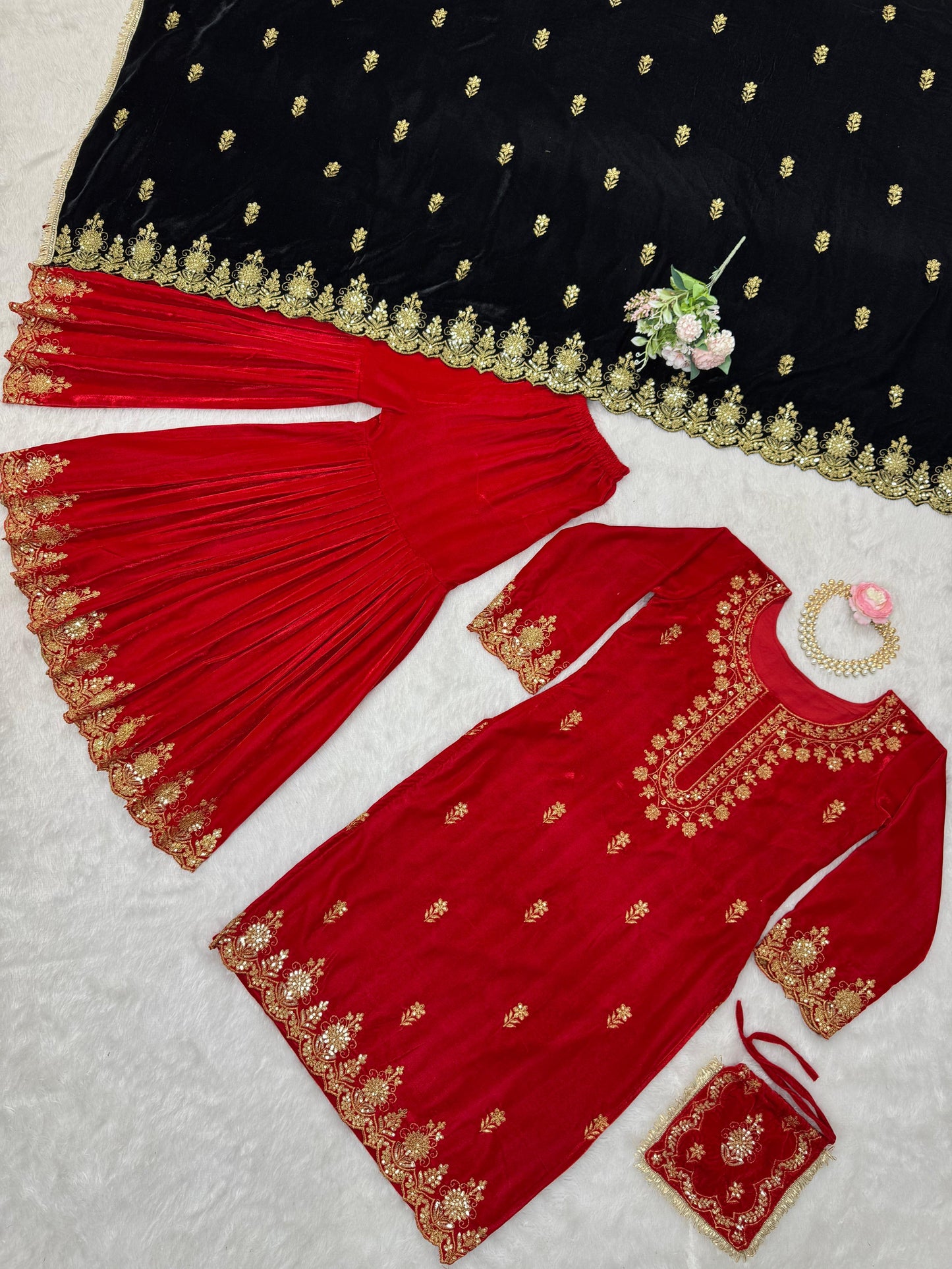 Velvet Sharara Set