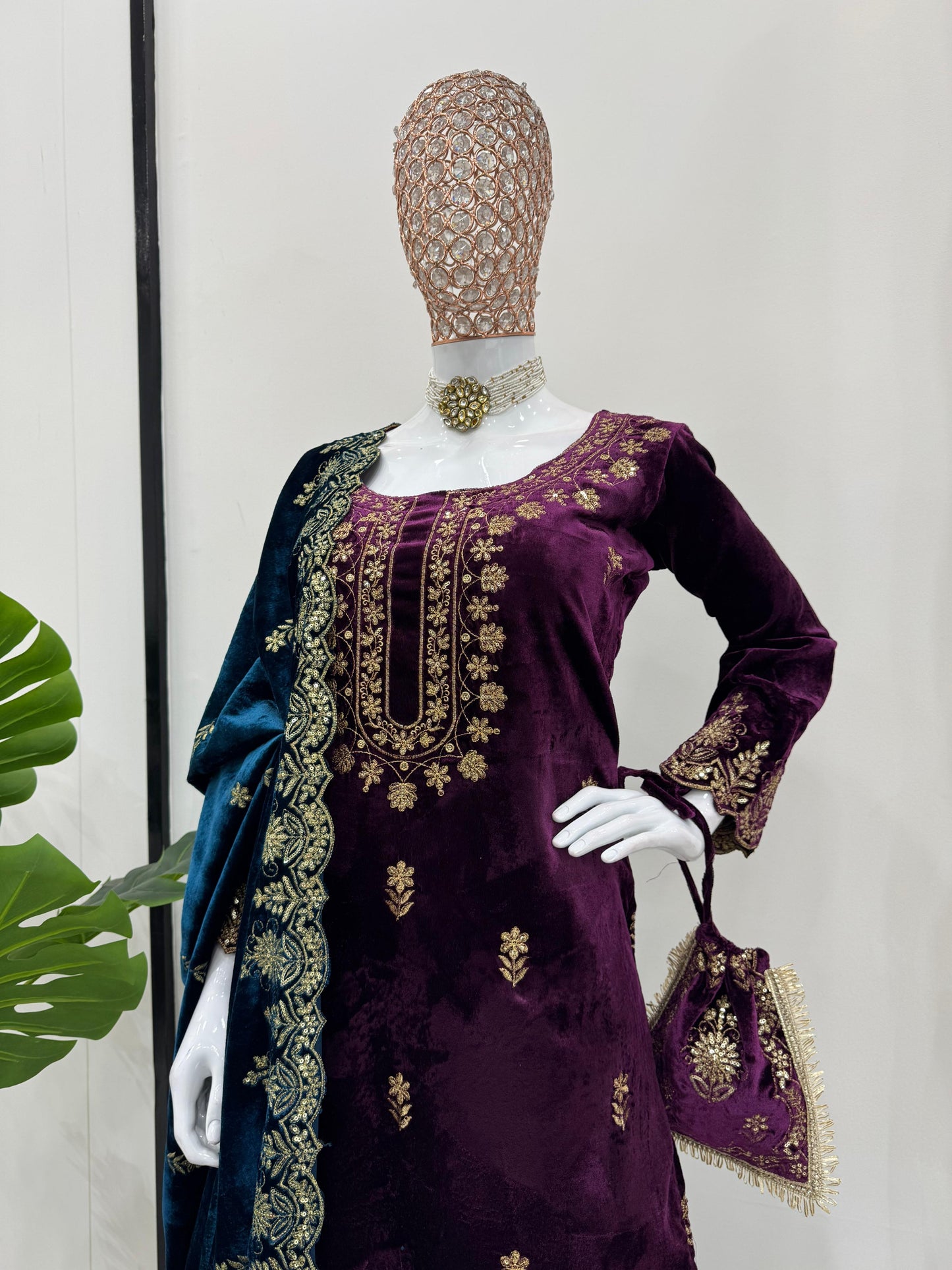 Velvet Sharara Set