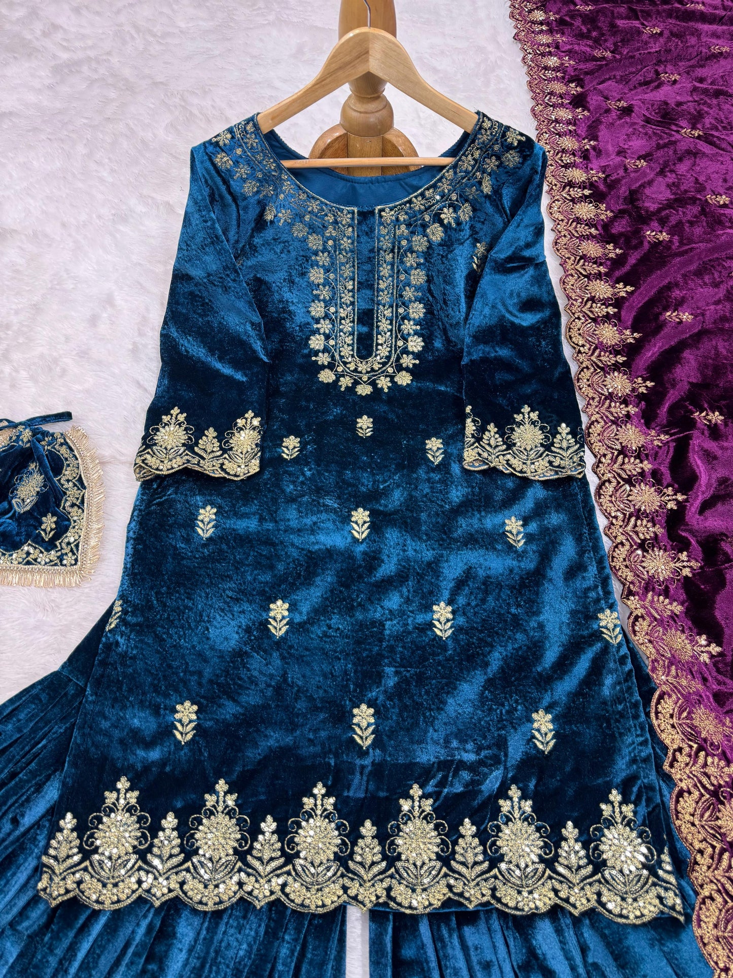 Velvet Sharara Set