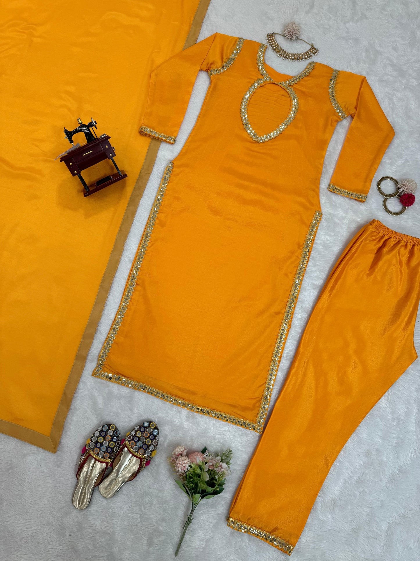 Foil Work Kurta Set