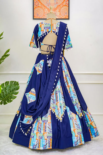 Navratri Special Mashup Lehenga Set - Blue