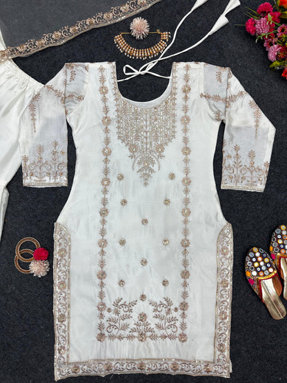 Designer Sharara Set in White