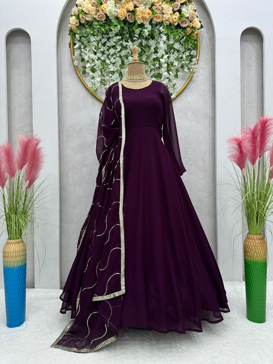 Basic Anarkali Set - Plum