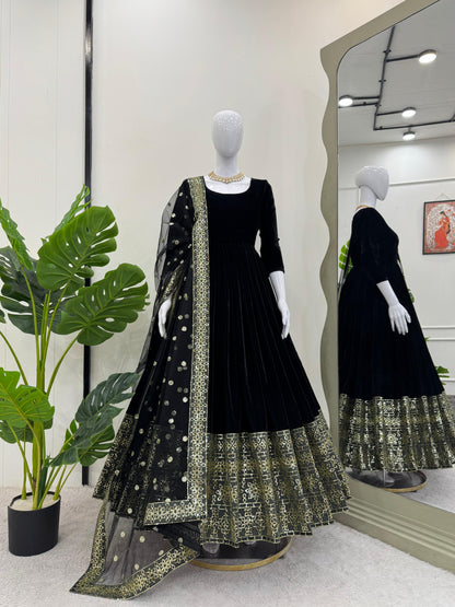 Velvet Anarkali Set