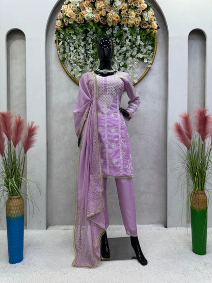 Embroidered Organza Kurta Set