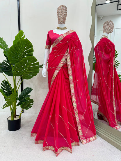 Sequins Work Georgette Saree