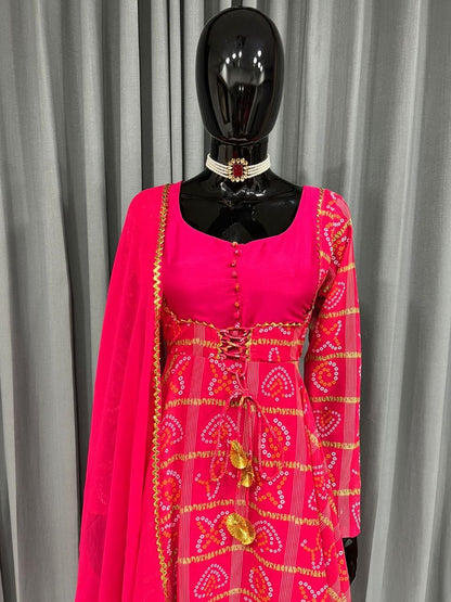 Bandhej Print Anarkali Set