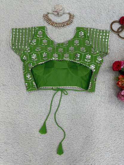 Sequins Work Lehenga Set in Green