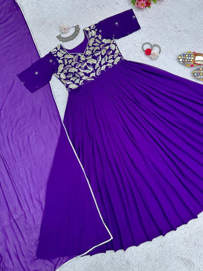 Thread Work Anarkali with Dupatta