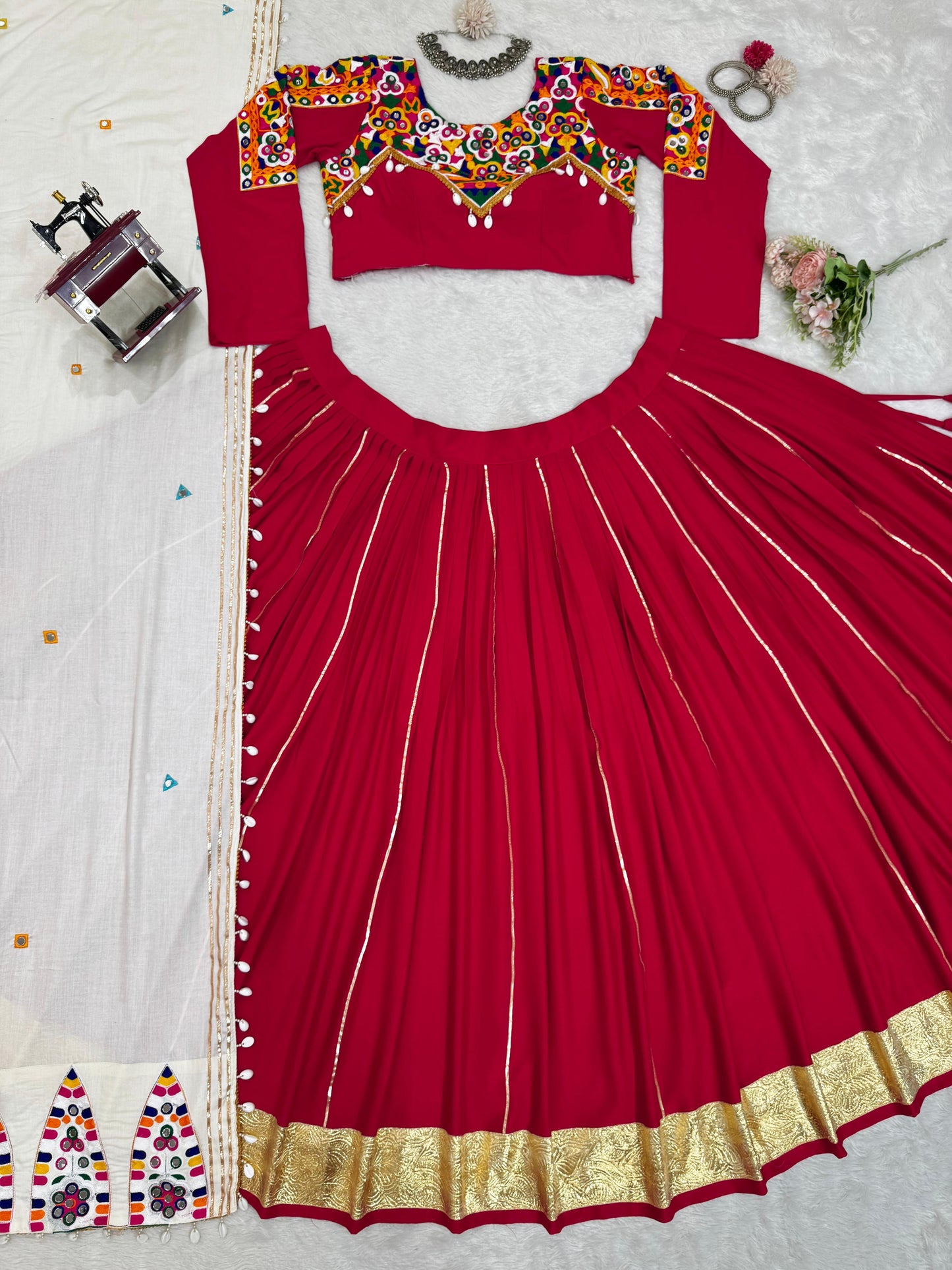 Navratri Special Lehenga Set - Red