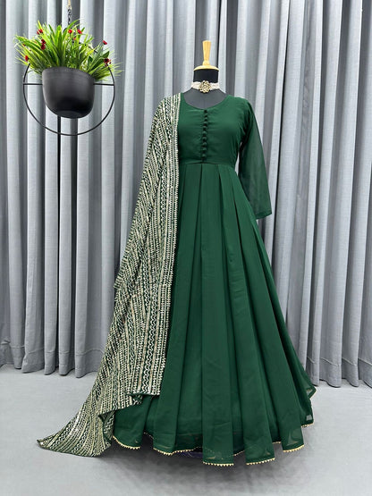 Anarkali Dress with Sequins Work Dupatta