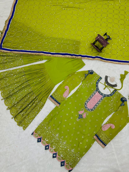 Parrot Green Sharara Set