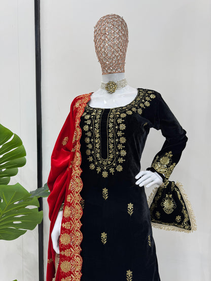 Velvet Sharara Set