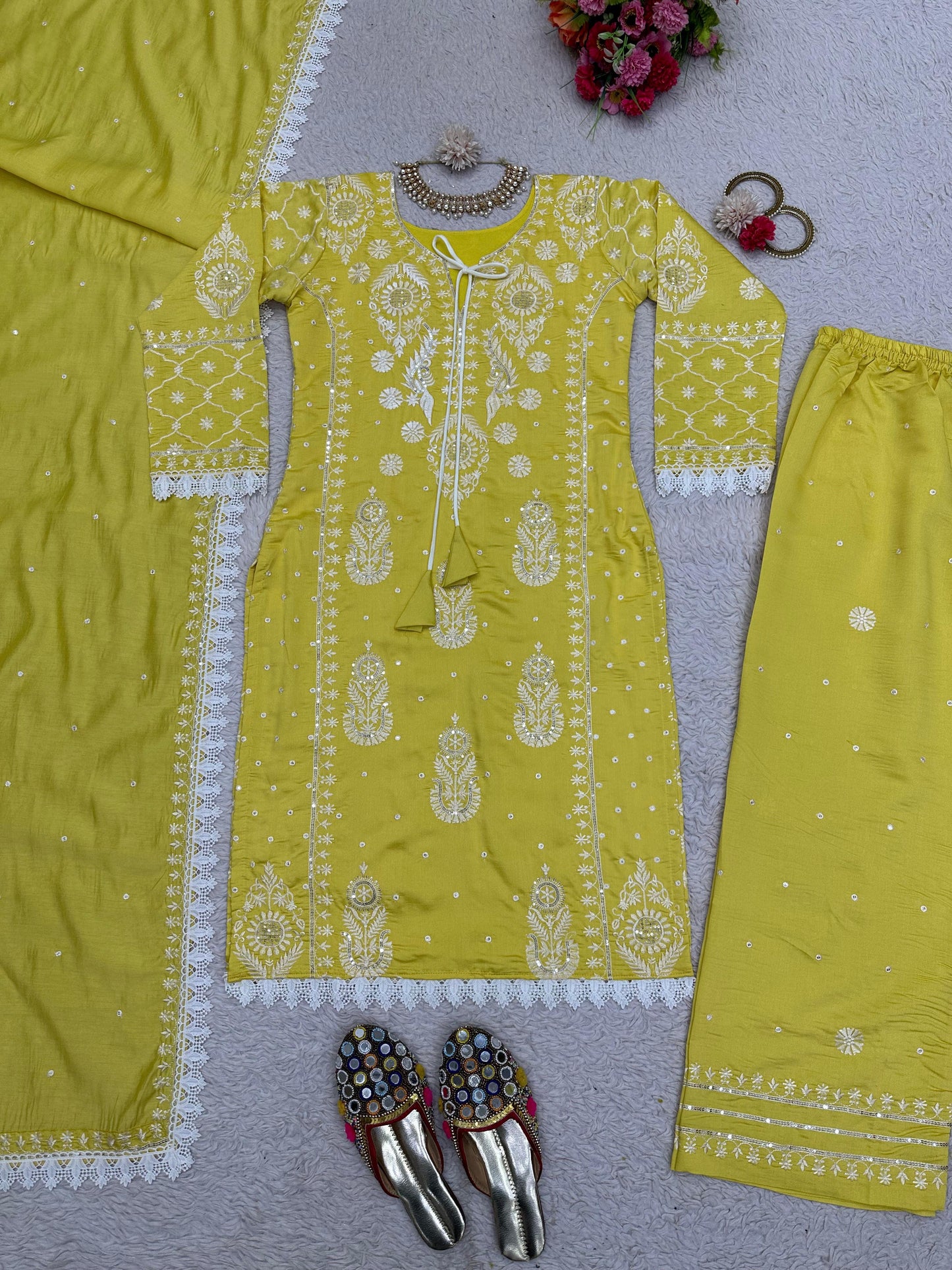 Basic Kurta Set in Yellow