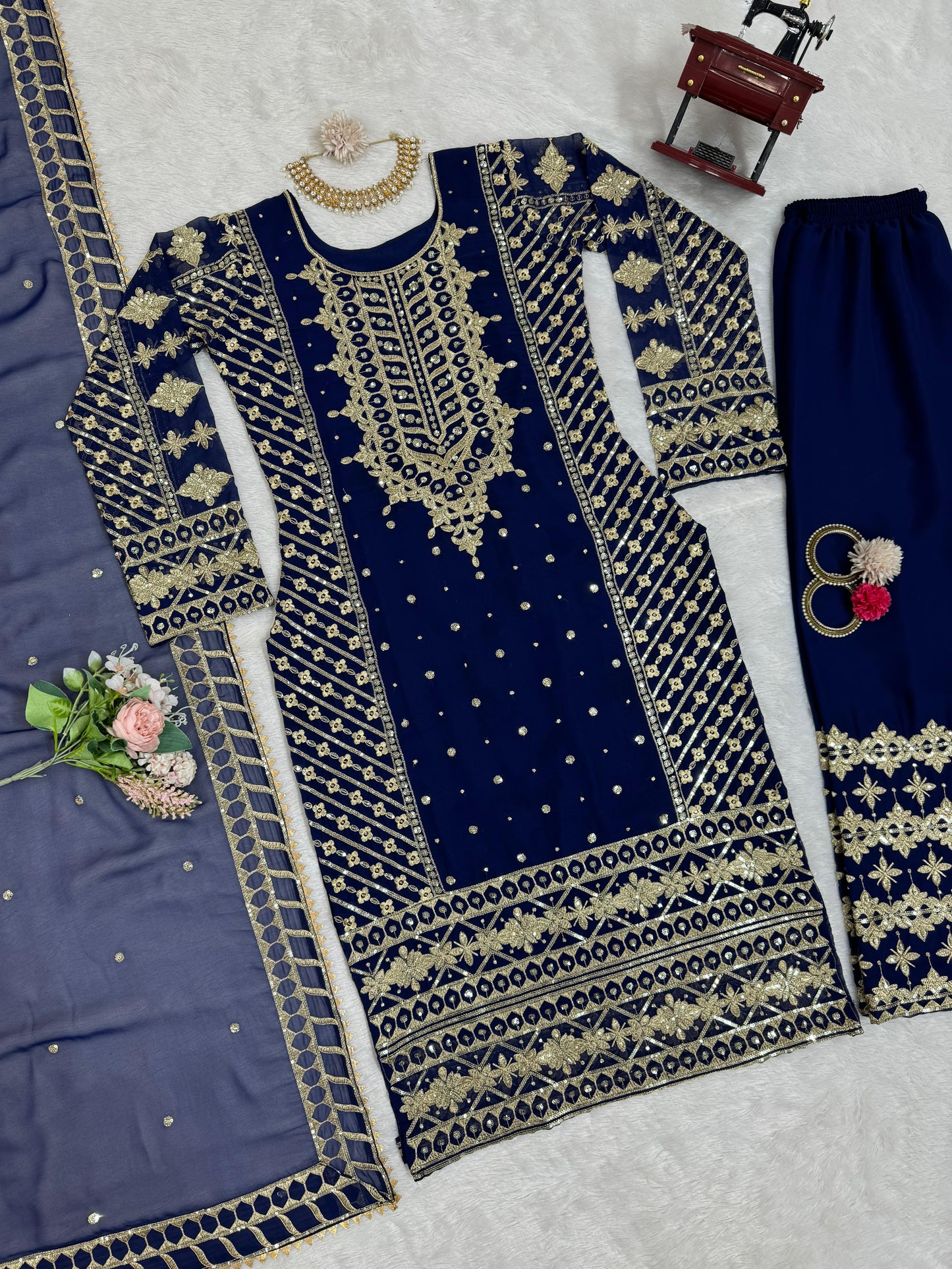 Sequins Work Kurta Set