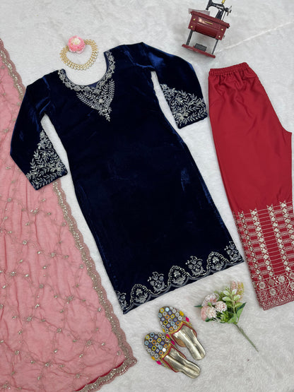 Velvet Kurta Set