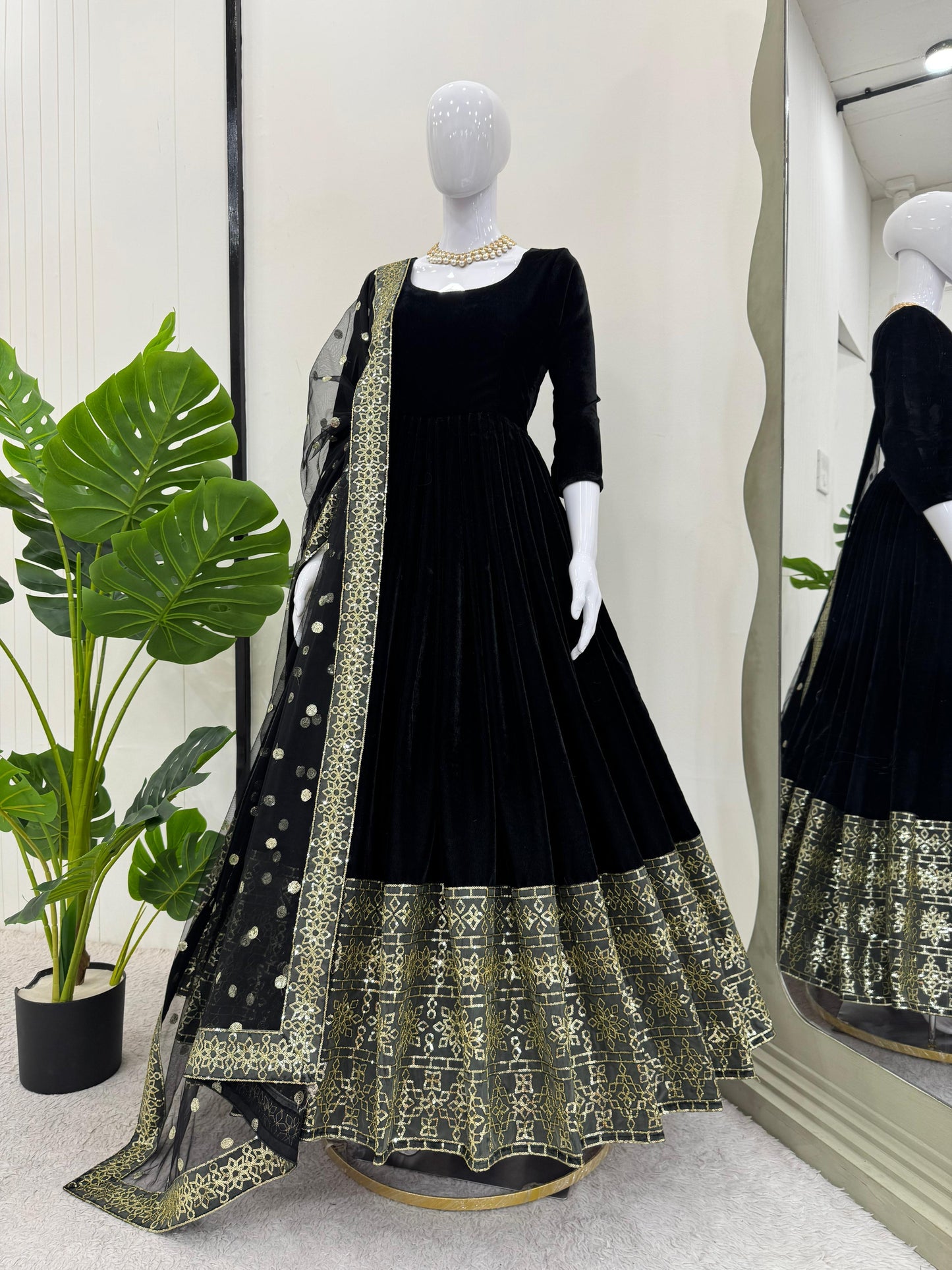 Velvet Anarkali Set