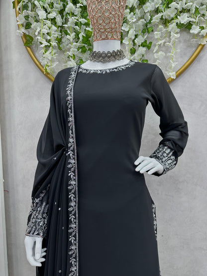 Designer Sharara Set in Black