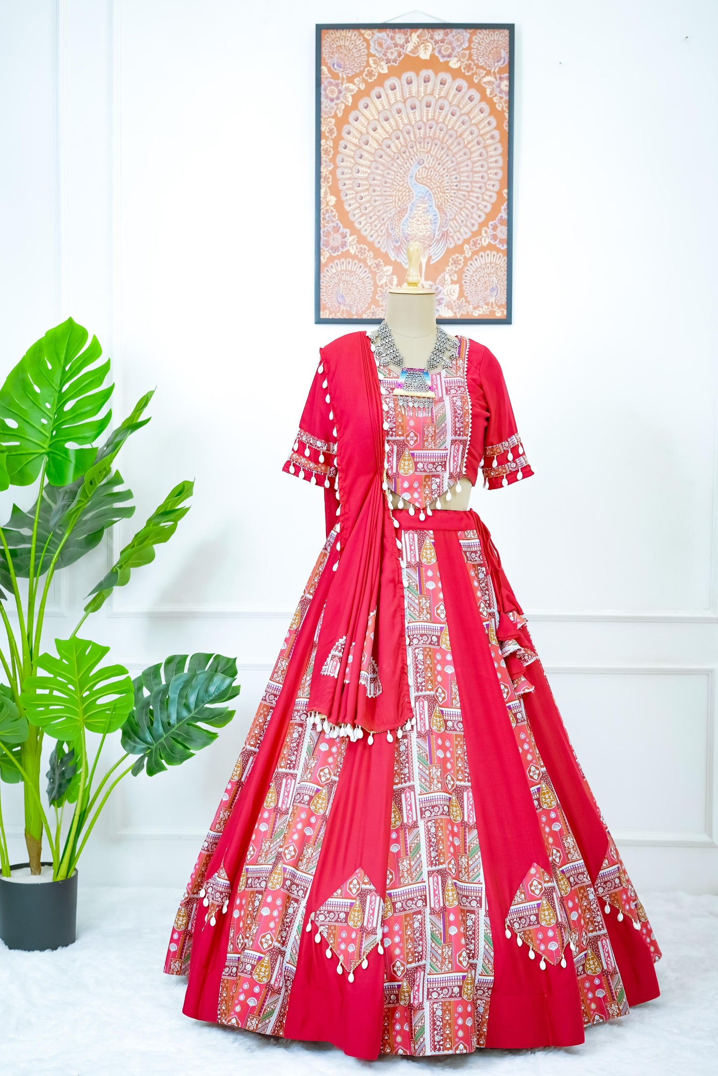 Navratri Special Mashup Lehenga Set - Red