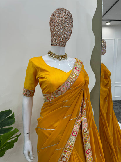 Sequins Work Georgette Saree