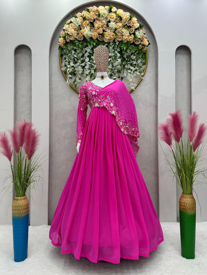 Half Cape Anarkali Gown