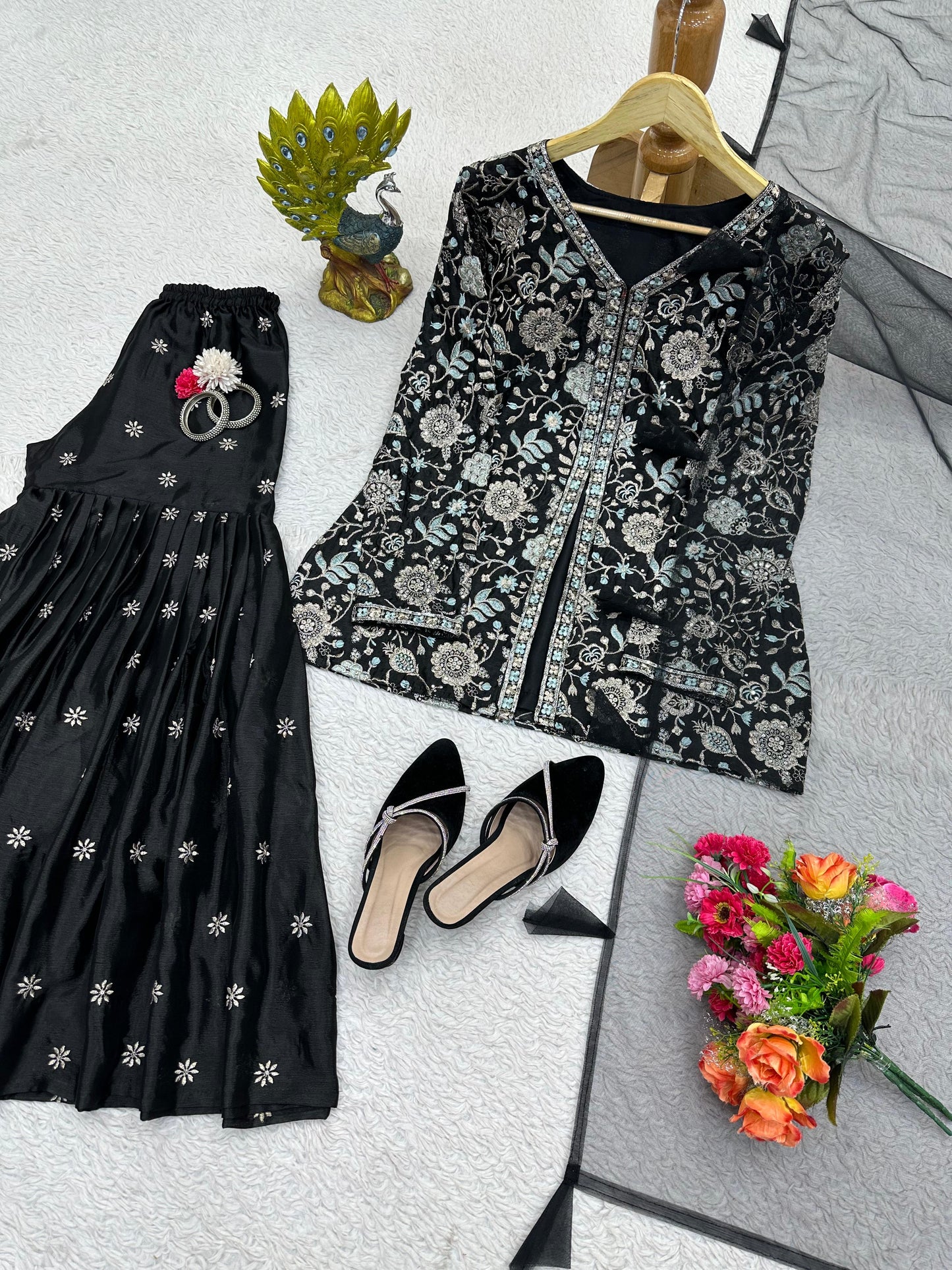 Designer Sharara Set in Black