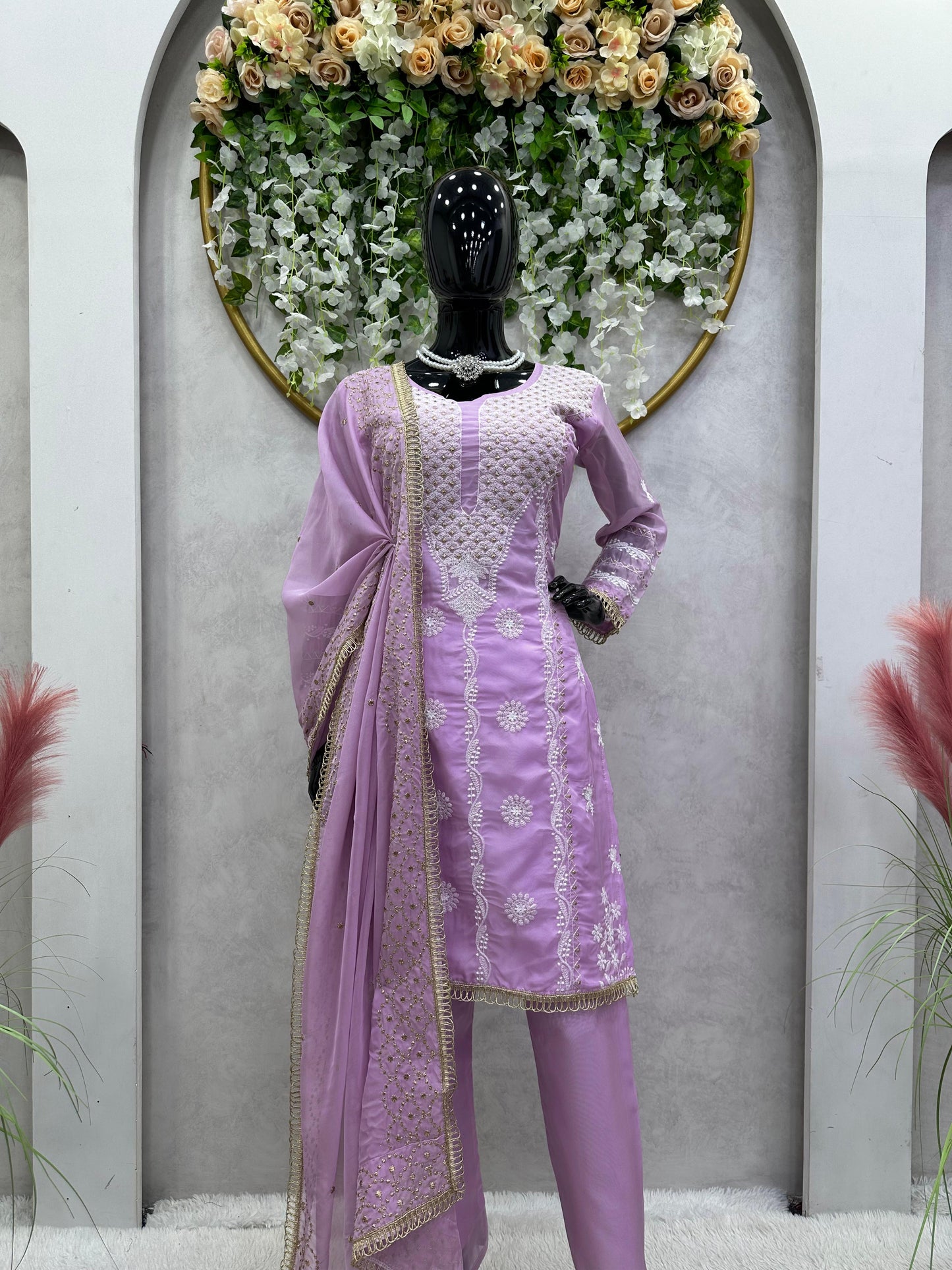 Embroidered Organza Kurta Set