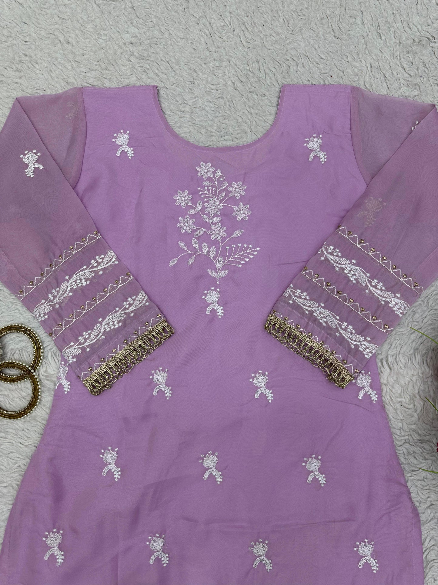 Embroidered Organza Kurta Set