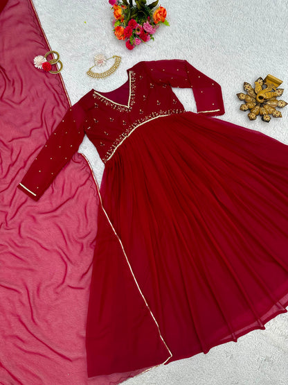 Handwork Anarkali with Dupatta