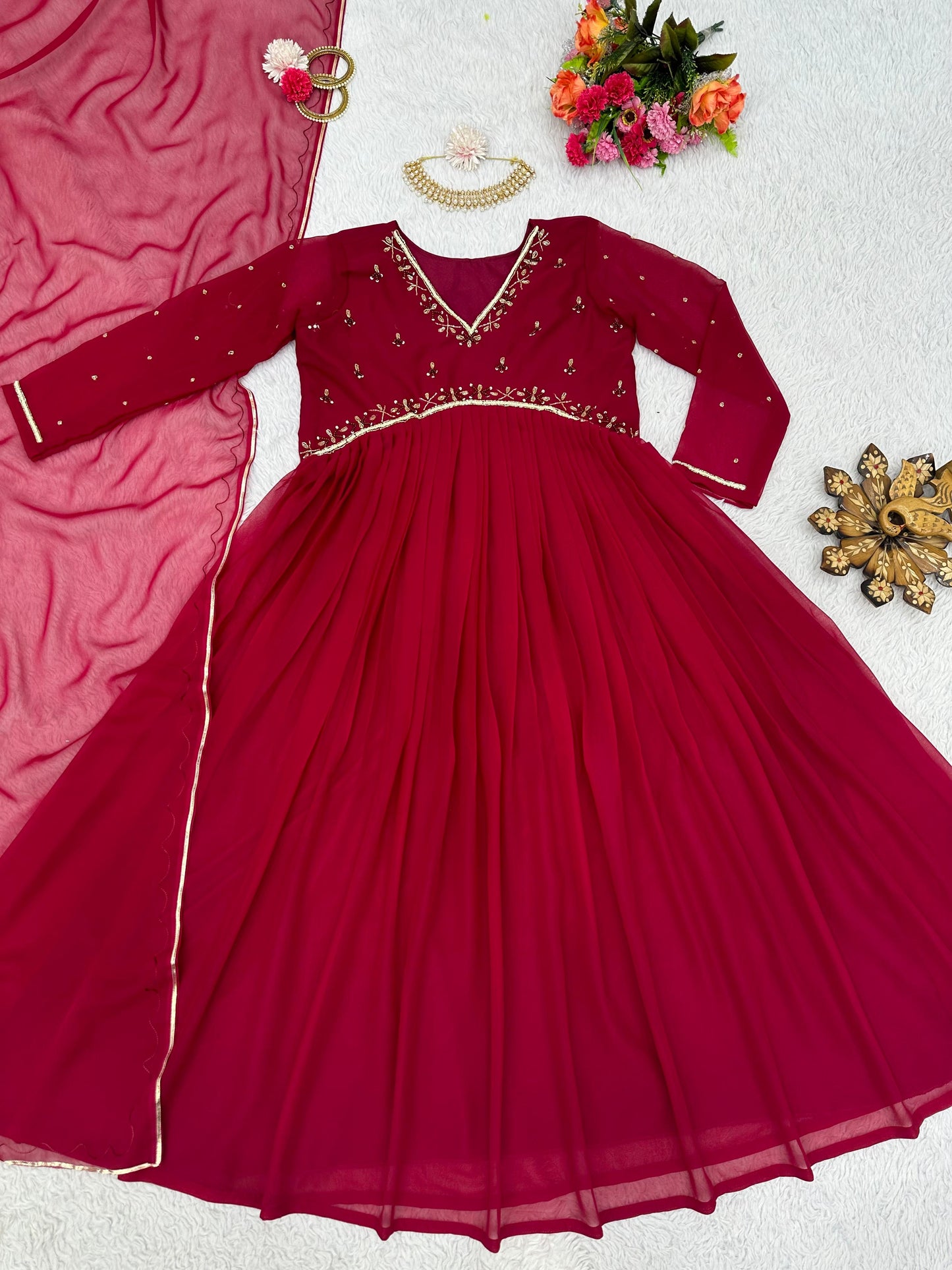 Handwork Anarkali with Dupatta