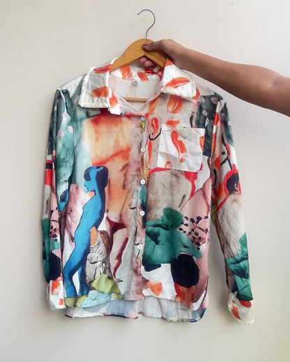 Quirky Print Satin Shirt