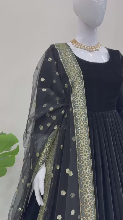 Velvet Anarkali Set