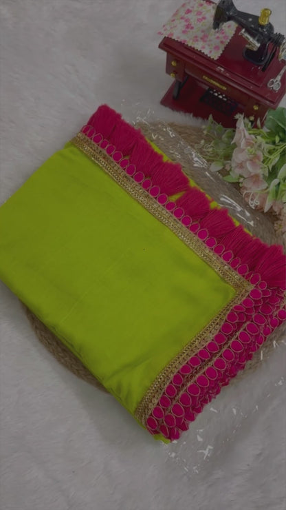 Neon Saree (Green and Pink)