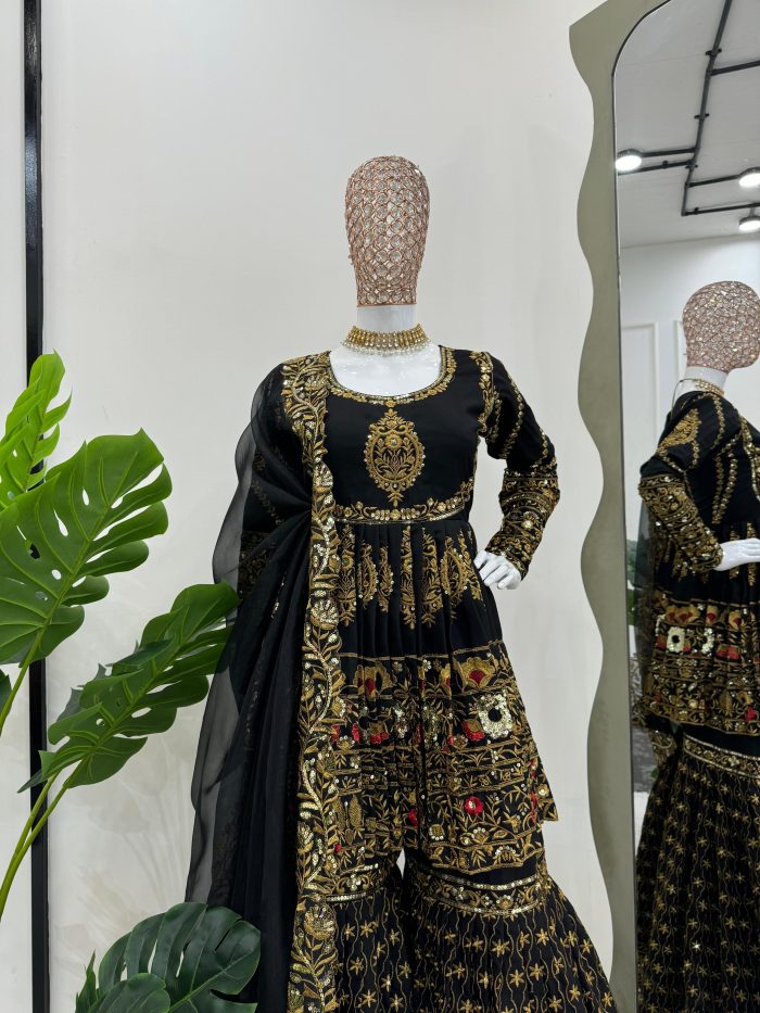 Black Gold Gharara Set - Image 3