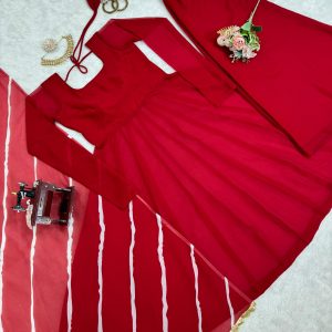Red Anarkali Set - Image 9