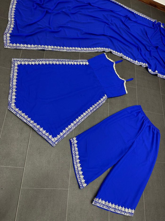 Asymmetric Hem Kurta Set with Dupatta - Image 8
