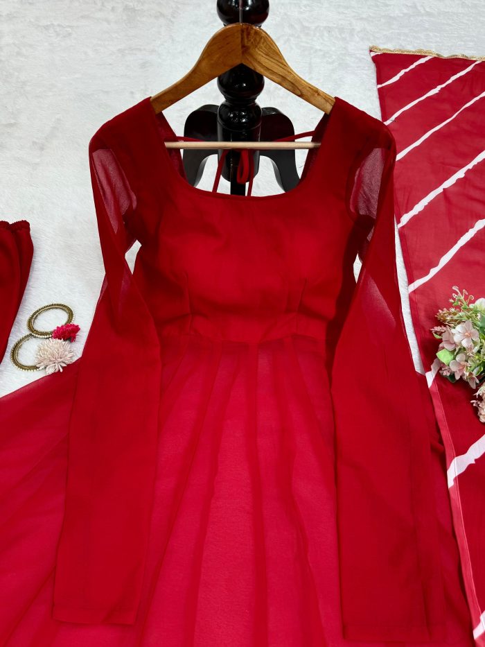 Red Anarkali Set - Image 7