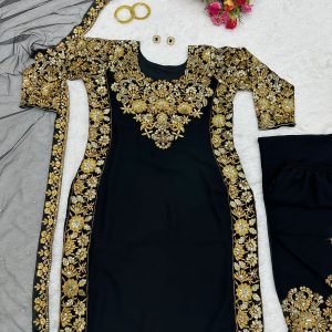 Black Gold Designer Kurta Set - Image 2