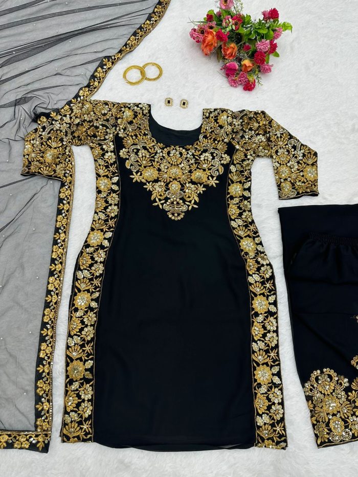 Black Gold Designer Kurta Set - Image 2