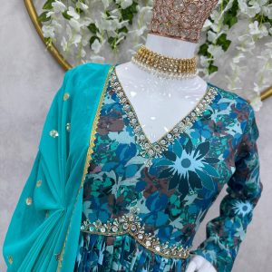 Alia Cut Anarkali in Blue - Image 2