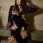 Shehnaaz Gill Inspired Embroidered Velvet Kurta Set