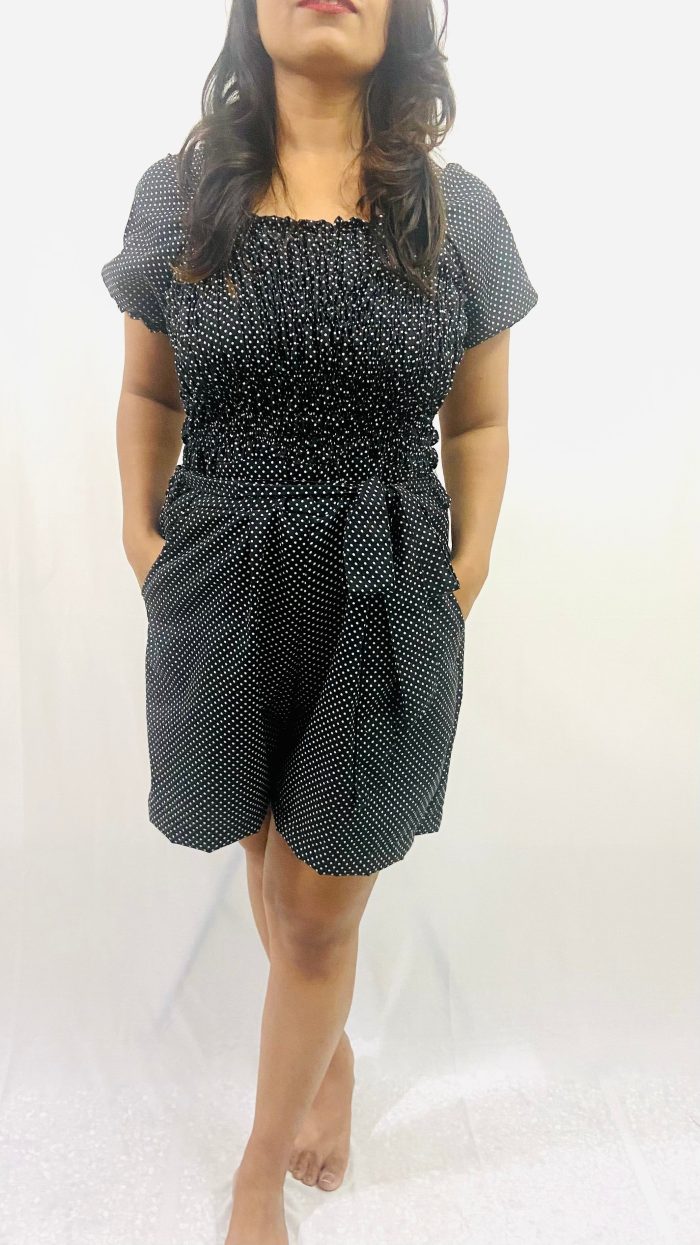 Polka Dots Romper with Pockets - Image 2