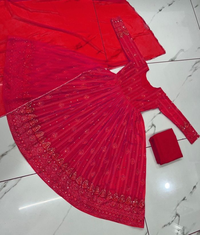 Pretty Red Anarkali Set