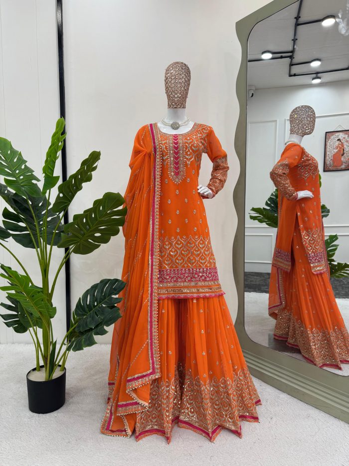 Orange Sharara Set