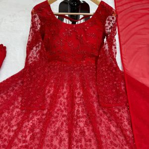 Designer Red Anarkali Set - Image 2