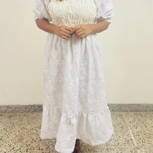 Cotton Schiffli Smocked Puff Sleeve Dress - Image 2