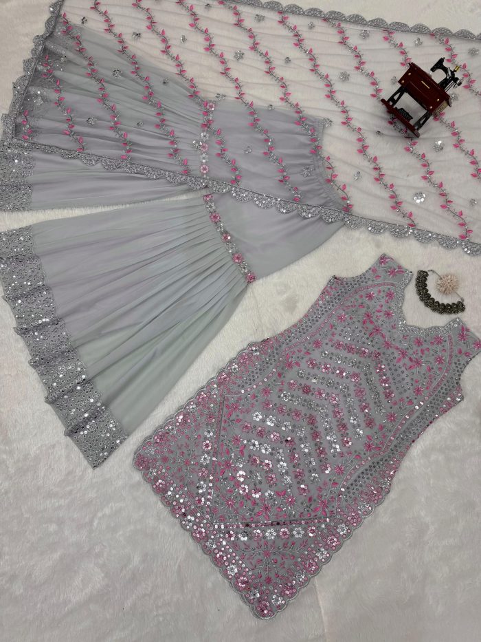 Designer Cocktail Sharara Set - Image 9