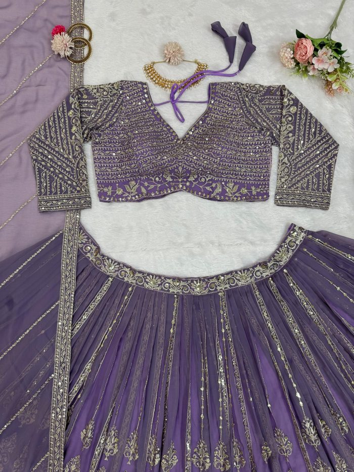 Sequins Embroidered Bridal Lehenga Set - Image 9