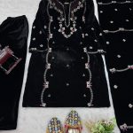 Embroidered Velvet Kurta Set